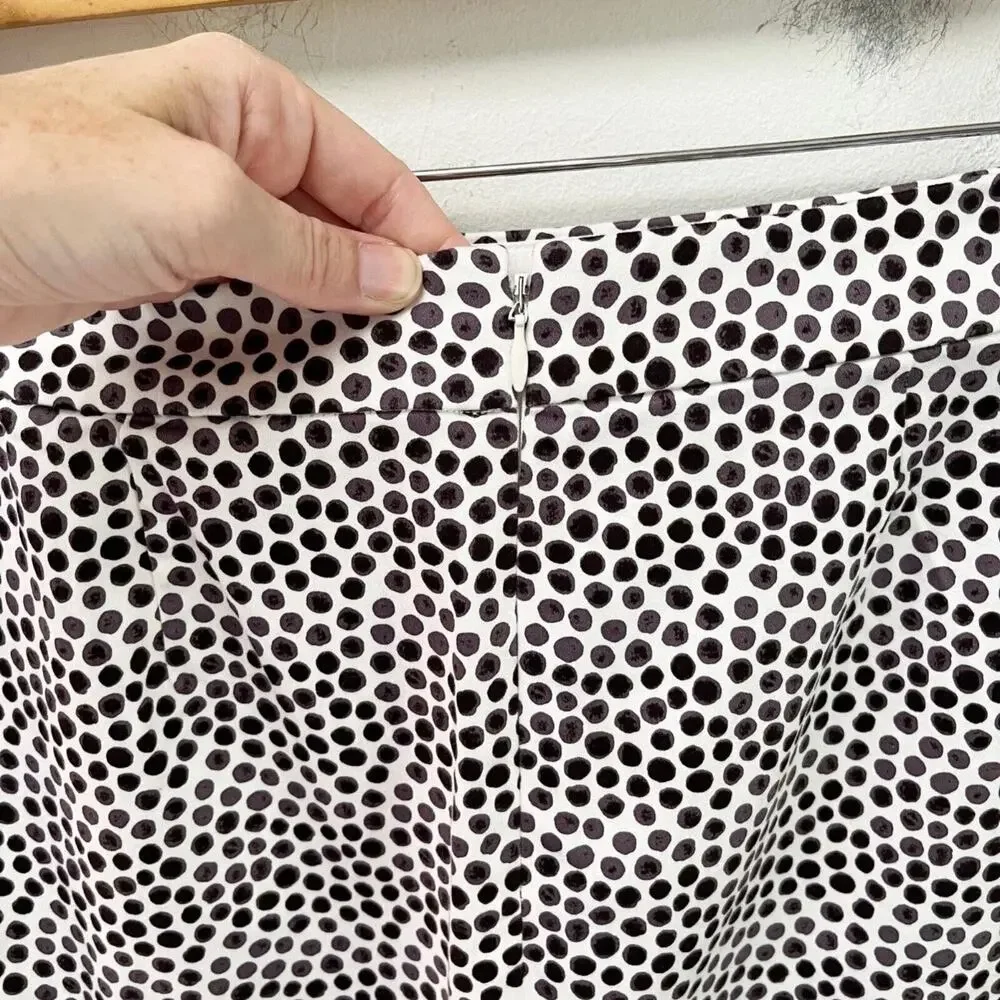 J. Crew Women's The Pencil Skirt 0 Brown & White Polka Dot Print 37532 Stretch